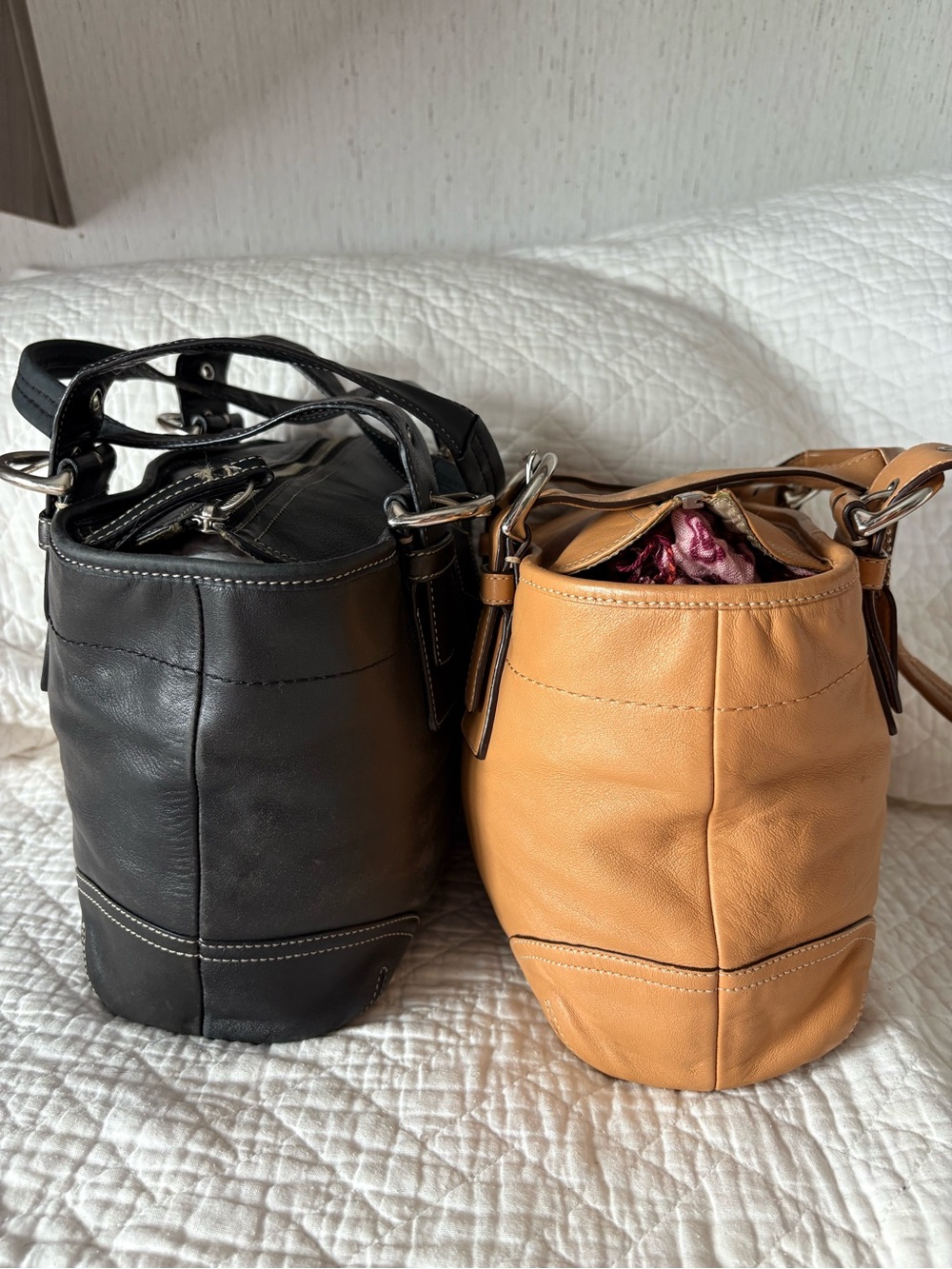 coach soho mini bucket tote bundle 9544 tan and black silver vintage 2004 2006 - Picture 5 of 14